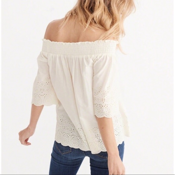 🆕 Abercrombie & Fitch Bohemian Cream Blouse with Embroidery  100% Cotton NWT - Picture 2 of 8
